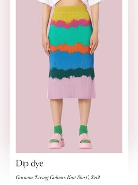 Gorman Living Colours Knit Skirt, Multicolor Rainbow dip dyed